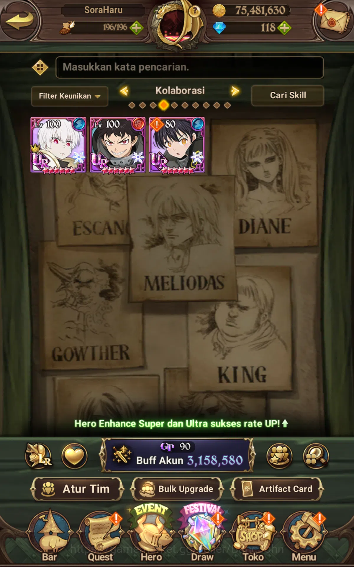 The Seven Deadly Sins: Grand Cross Accounts GLOBAL |3.1M CC|UR Merlin&escanor,Salos,Brunhild,F image 8