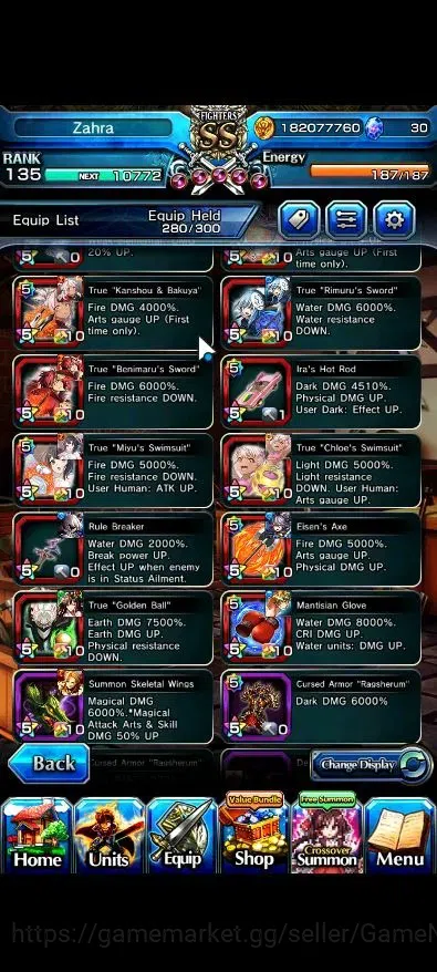 Grand Summoners Accounts End-Game Global|Rank 135|33 Ascend+20TW(Summer Miyu,Sayaka Miki,Shirou Emiya,JAY,Chloe,WaRhERO 18