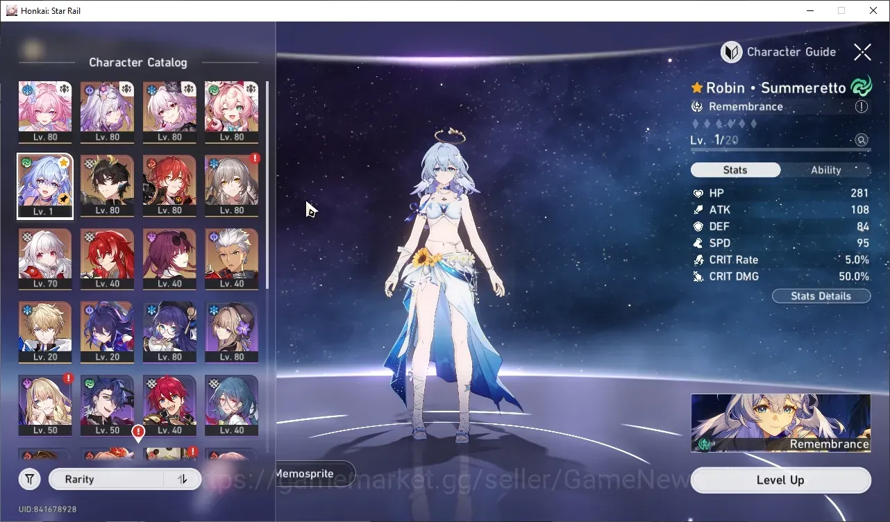 Honkai Star Rail Accounts Others ASIA|2 GC|TL 69|Casto PremTeam|10 Limited (Castorice,Evernight,Hyacine,Cyrene,Robin 1