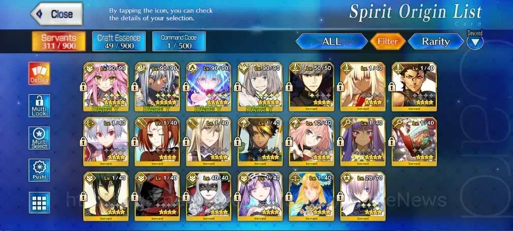Fate-Grand Order Accounts NA Lv 92 |4 SSR Servant|(Koyanskaya Light, Oberon, Space Ciel, Nito Alter) +Free SSR 1