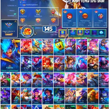 Mobile Legends: Bang Bang Accounts #3936 | 145 Skins | SpongeBob | Many Special | Many Star | Many Epic | Safe Account