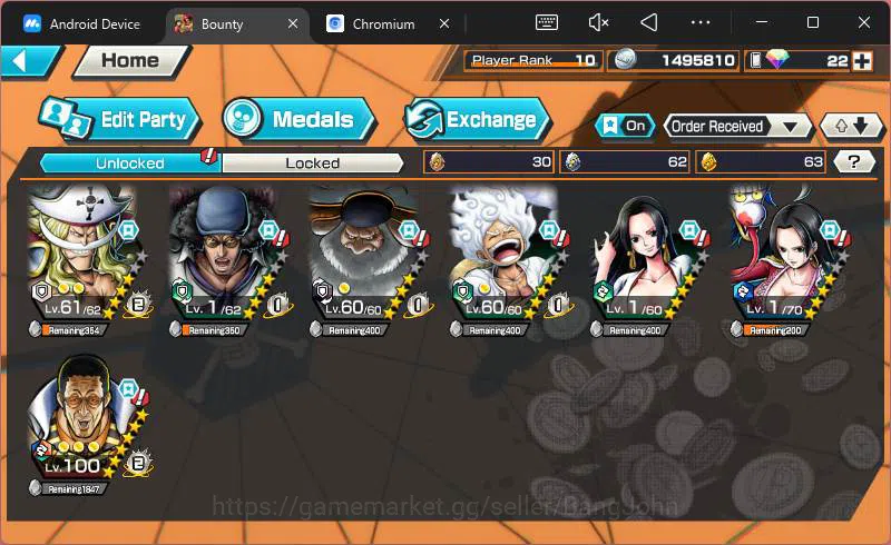 One Piece Bounty Rush Accounts Global | 5EX | 1MAX |the5elder saturn,BB kuzan ,SK image 2