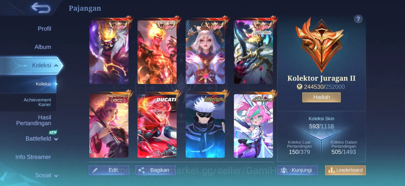 Mobile Legends: Bang Bang Accounts MEGA COLLECTOR 2 / 593 SKINS | 4 LEGENDS: LUNOX, A image 1
