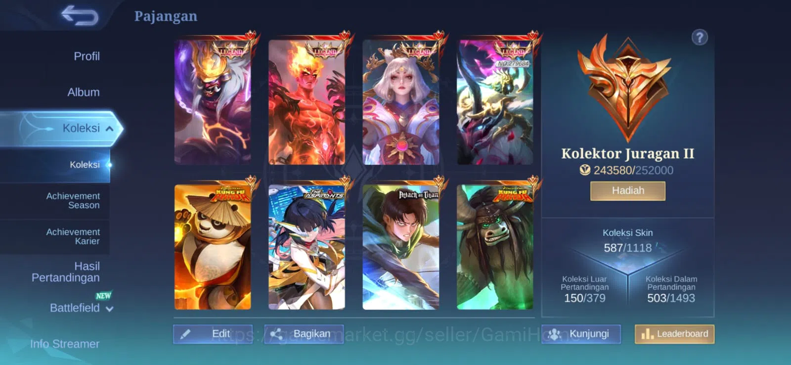 Mobile Legends: Bang Bang Accounts MEGA COLLECTOR 2 / 593 SKINS | 4 LEGENDS: LUNOX, A image 6