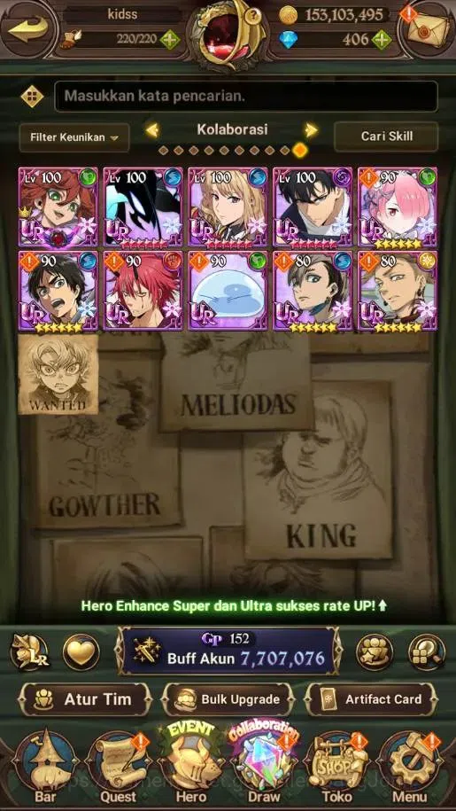 The Seven Deadly Sins: Grand Cross Accounts Endgame Asia | 7.7M GP |4 LR+13 UR|LR Mesis 1/6,RO Masness 4/6|UR Menor 1/6,ODK 4