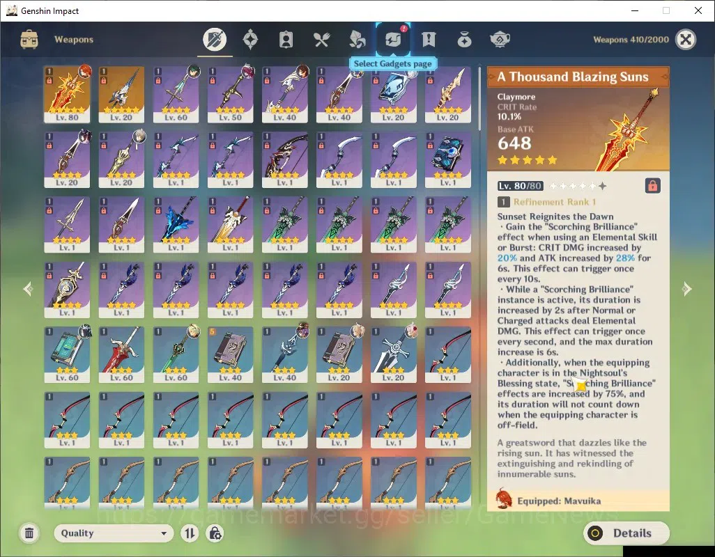 Genshin Impact Accounts ASIA|AR 41|1k Primogem|2 Limited + 2 (*5 Weapon)|M image 5