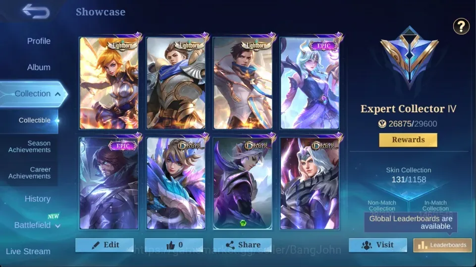 Mobile Legends: Bang Bang Accounts Others Global|131 Skin|Expert|Lightborn Fanny Alucard Granger,DragonTamer Ling lancelot 1