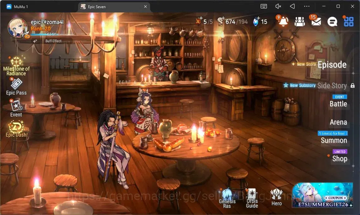Epic Seven Accounts Starter Global Unverif | Starter |3 ML(S Taeyou, SP Politis, TR Elvira)|PoH ON|SS 42|Stigma 4.2K|Log 1
