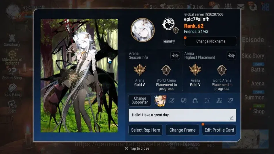 Epic Seven Accounts GLOBAL Unverif|11 ML(Salome,LOTScales,BW Iseria,Em image 2