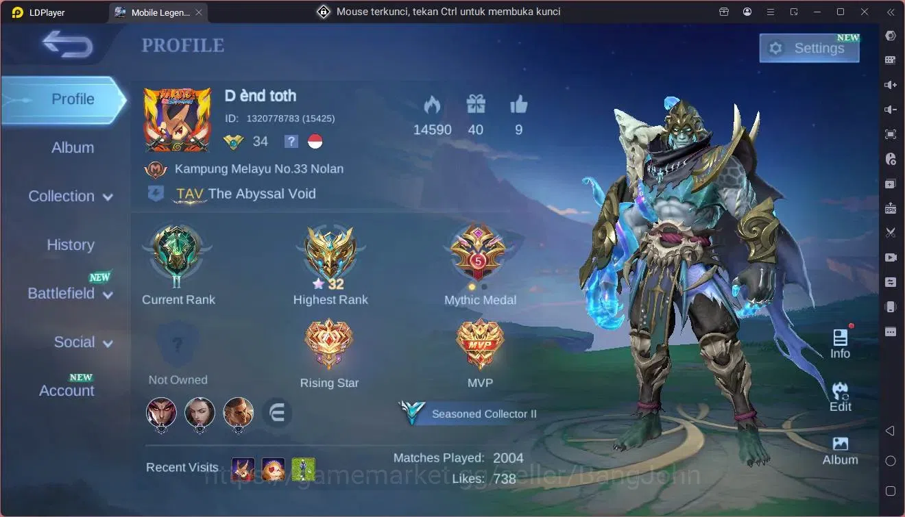 Mobile Legends: Bang Bang Accounts Global|Hero 71|Skin 87|Seasoned|Meowkion Julian|Va image 1