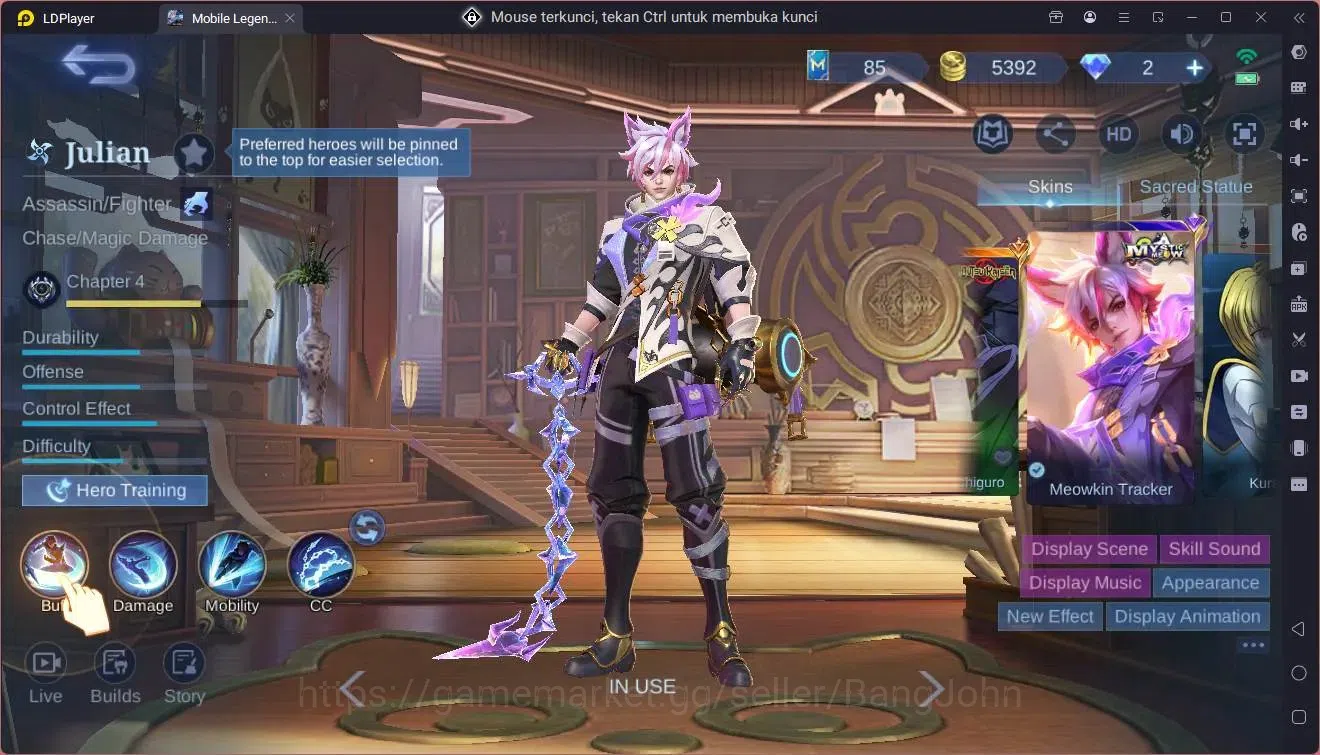 Mobile Legends: Bang Bang Accounts Global|Hero 71|Skin 87|Seasoned|Meowkion Julian|Va image 16