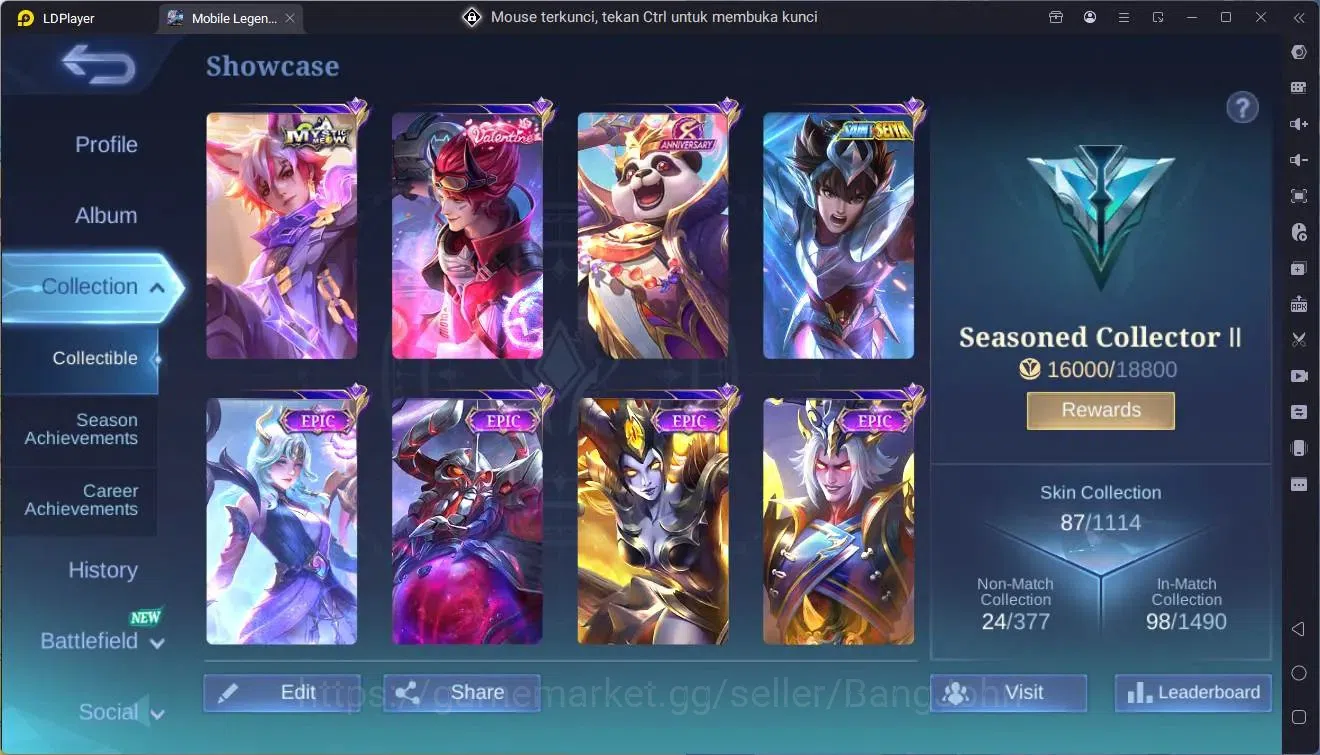 Mobile Legends: Bang Bang Accounts Global|Hero 71|Skin 87|Seasoned|Meowkion Julian|Va image 2
