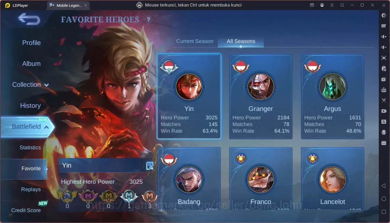 Mobile Legends: Bang Bang Accounts Global|Hero 71|Skin 87|Seasoned|Meowkion Julian|Va image 4