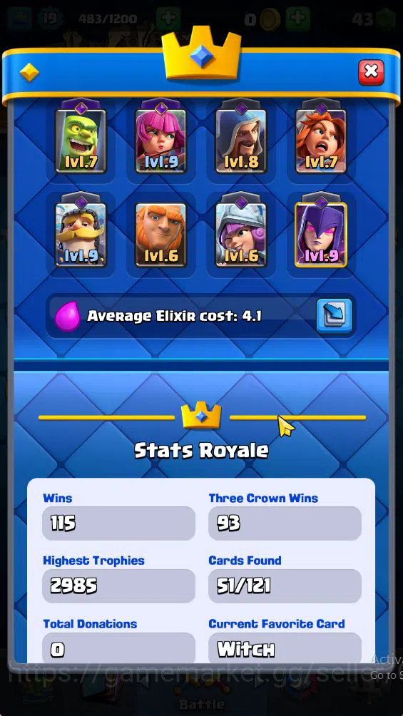 Clash Royale Accounts Starter Lv 19|Trophy 2952|KTL 8|Limited Skin|Card 51| 2 EVO 12 Legendary 10 Epic 21 Rare 20 Common 3
