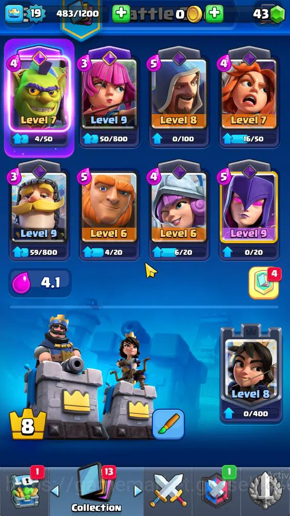 Clash Royale Accounts Starter Lv 19|Trophy 2952|KTL 8|Limited Skin|Card 51| 2 EVO 12 Legendary 10 Epic 21 Rare 20 Common 6