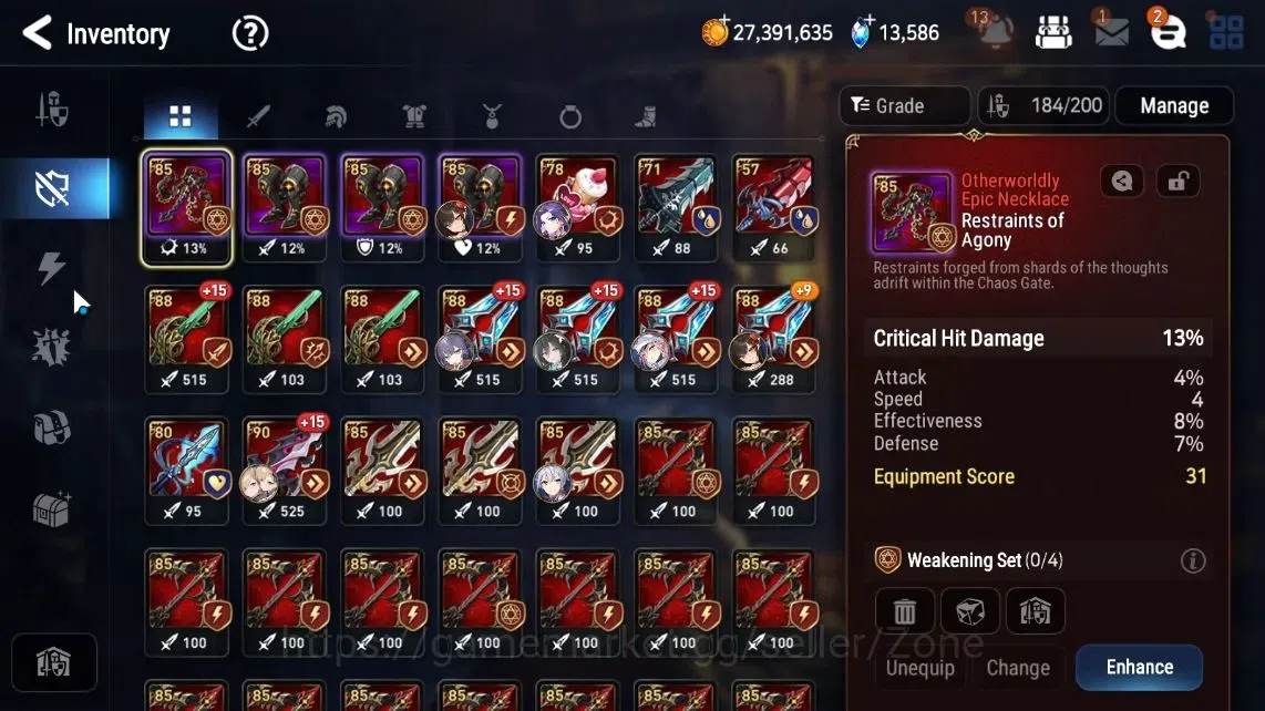 Epic Seven Accounts High-End GLOBAL|9ML (LQC, STene, A.Ravi, R&L, BW Iseria Etc.)|PoH+Bless ON|30 CB, 496 MM, 13.5K 10