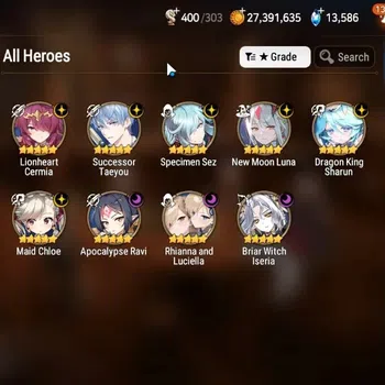 Epic Seven Accounts High-End GLOBAL|9ML (LQC, STene, A.Ravi, R&L, BW Iseria Etc.)|PoH+Bless ON|30 CB, 496 MM, 13.5K