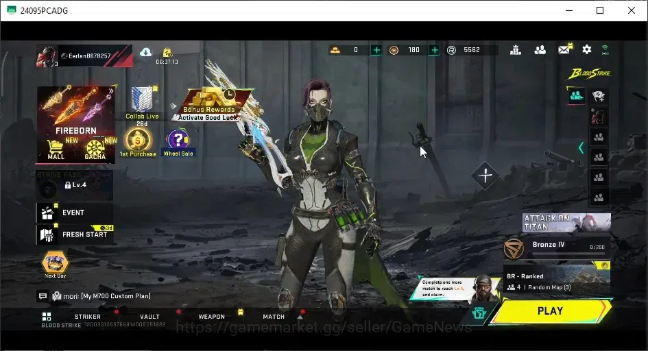 Blood Strike Accounts Starter ASIA|Starter|Eternal Bizon|2 Ultra (M700,Loot Crate)|8 Legendary (M4A1,Kala,SCAR,AR9 Etc)|Log 1