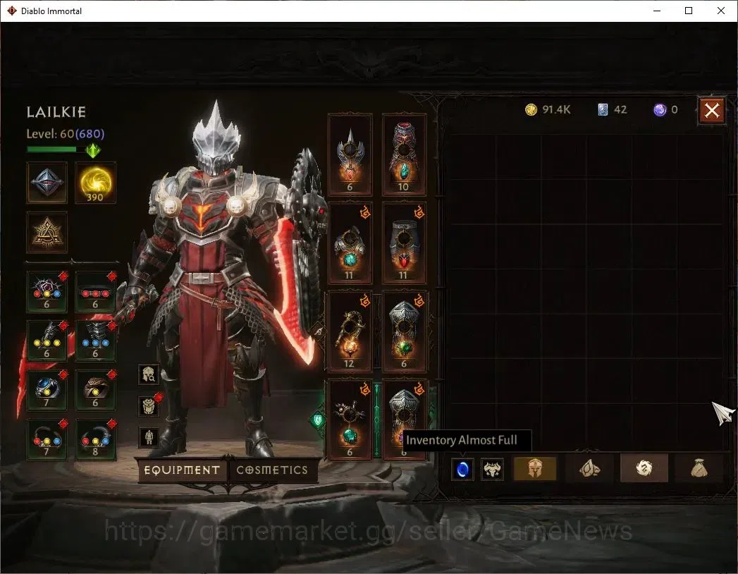 Diablo Immortal Accounts SEA - Anu|CS ON|Lv60(680)|Crusader|CR 37K|Reso 390 image 7