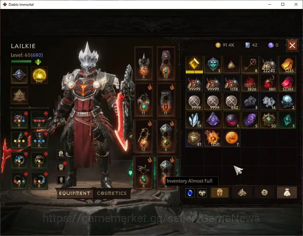 Diablo Immortal Accounts SEA - Anu|CS ON|Lv60(680)|Crusader|CR 37K|Reso 390 image 8