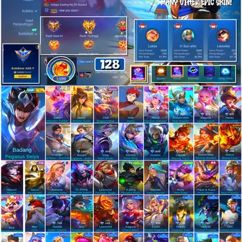 Mobile Legends: Bang Bang Accounts #4711 128 Skins | Badang Pegasus Seiya (SAINT SEIYA) | Vale Gaara (NARUTO) | Harley Great