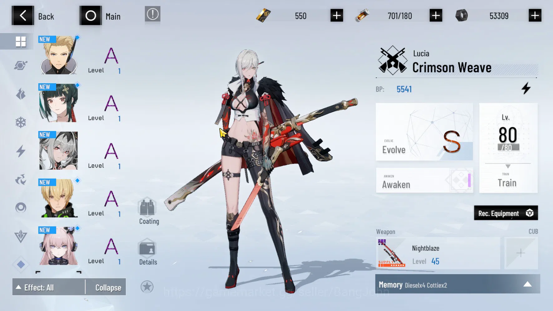 Punishing: Gray Raven Accounts ASIA | Lv66 | S Lucia CW L80 | Nightblaze Sign | S image 2