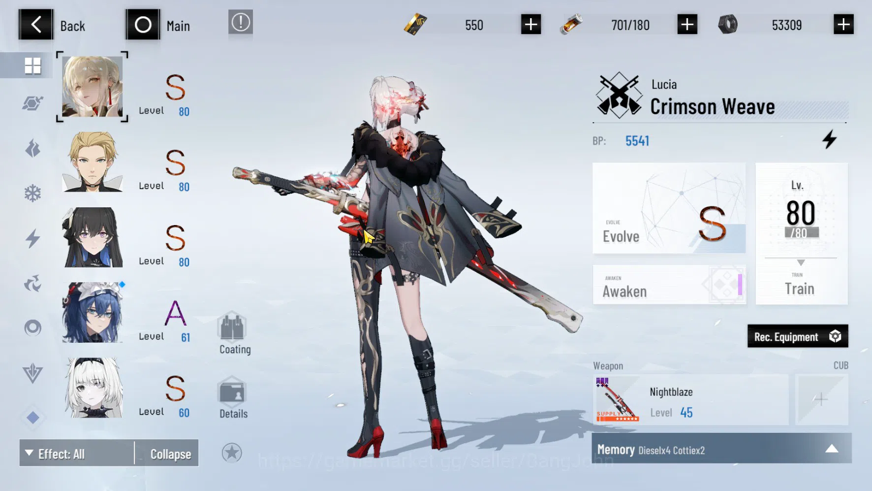 Punishing: Gray Raven Accounts ASIA | Lv66 | S Lucia CW L80 | Nightblaze Sign | S image 4