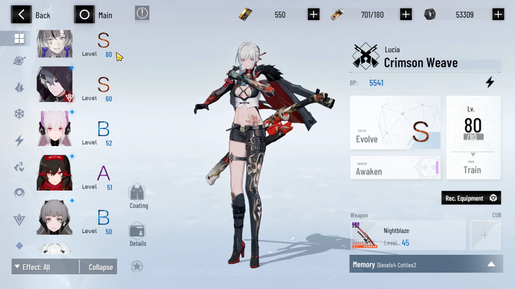 Punishing: Gray Raven Accounts ASIA | Lv66 | S Lucia CW L80 | Nightblaze Sign | S image 5