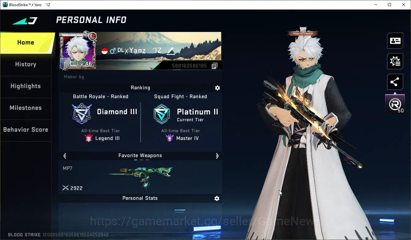 Blood Strike Accounts ASIA|ETERNAL(ZERO)+Melee Butterfly Knife+Colab 7DS image 1