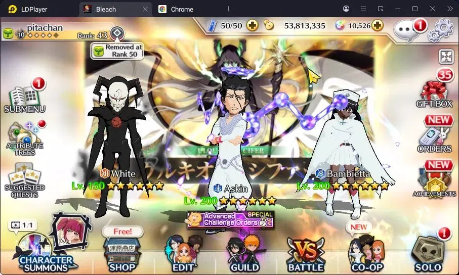 Bleach: Brave Souls Accounts Starter Global |53M BP+10K Orb|Fresh Story|IchigoDT,Ichigo8th,Askin TYBW25,Bambietta 1
