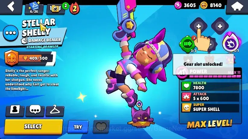 Brawl Stars Accounts 1112 Trophy|17 Brawlers 3 Max Lvl [Edgar,Shelly]|3 Epic Skins [DJ Emz,L Rico,Stellar Shelly]|6K 12