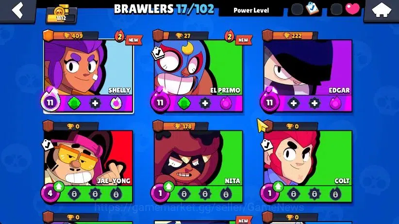 Brawl Stars Accounts 1112 Trophy|17 Brawlers 3 Max Lvl [Edgar,Shelly]|3 Epic Skins [DJ Emz,L Rico,Stellar Shelly]|6K 3