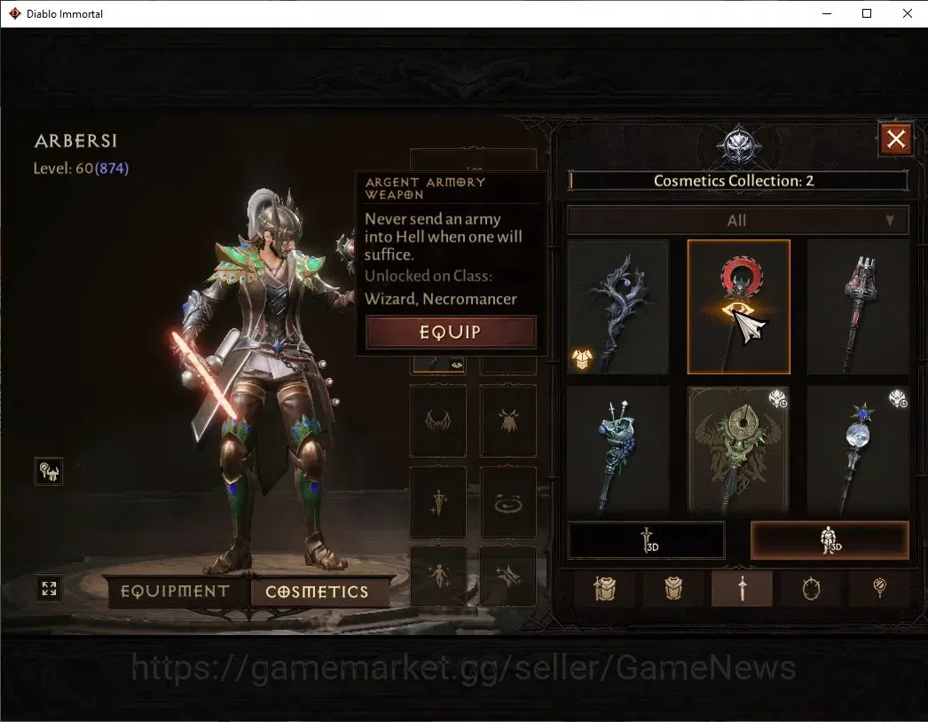 Diablo Immortal Accounts SEA-Vasily|CS ON|Lv60(874)|Wizard|CR 43k|Reso 510| image 10