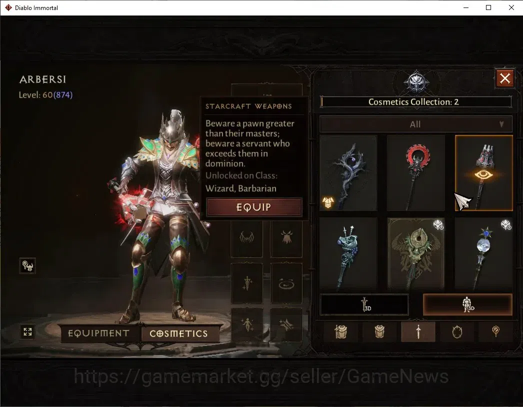 Diablo Immortal Accounts SEA-Vasily|CS ON|Lv60(874)|Wizard|CR 43k|Reso 510| image 11