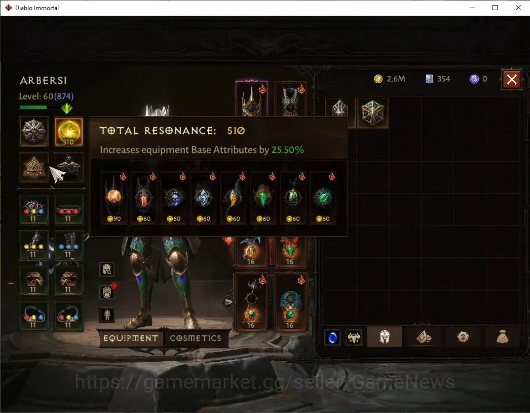 Diablo Immortal Accounts SEA-Vasily|CS ON|Lv60(874)|Wizard|CR 43k|Reso 510| image 4