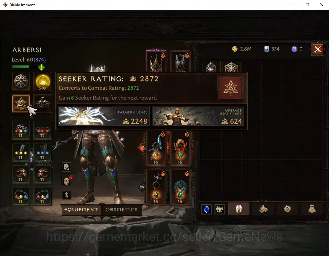 Diablo Immortal Accounts SEA-Vasily|CS ON|Lv60(874)|Wizard|CR 43k|Reso 510| image 5