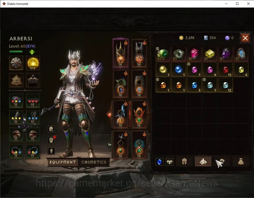 Diablo Immortal Accounts SEA-Vasily|CS ON|Lv60(874)|Wizard|CR 43k|Reso 510| image 6