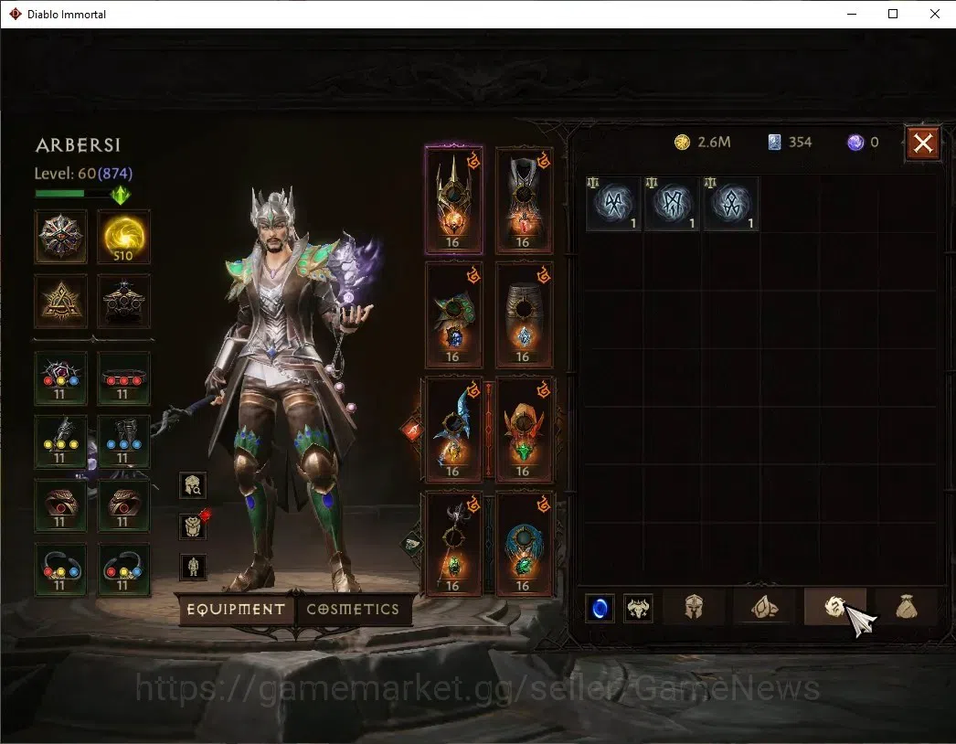 Diablo Immortal Accounts SEA-Vasily|CS ON|Lv60(874)|Wizard|CR 43k|Reso 510| image 7