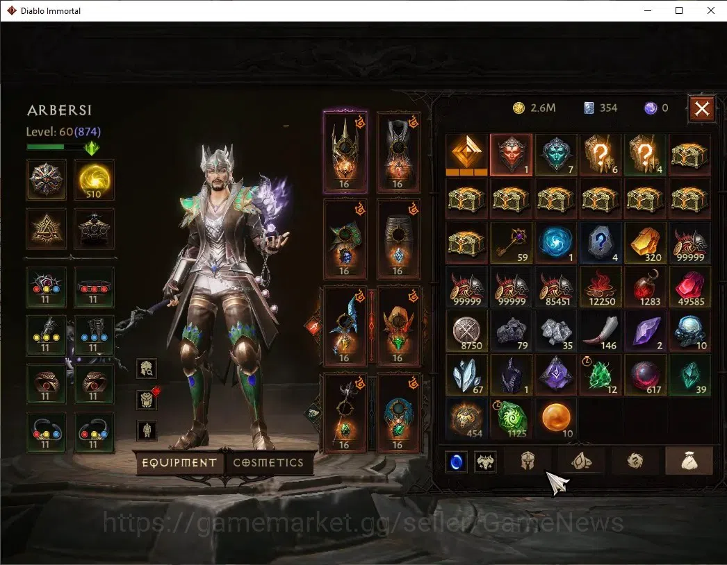 Diablo Immortal Accounts SEA-Vasily|CS ON|Lv60(874)|Wizard|CR 43k|Reso 510| image 8