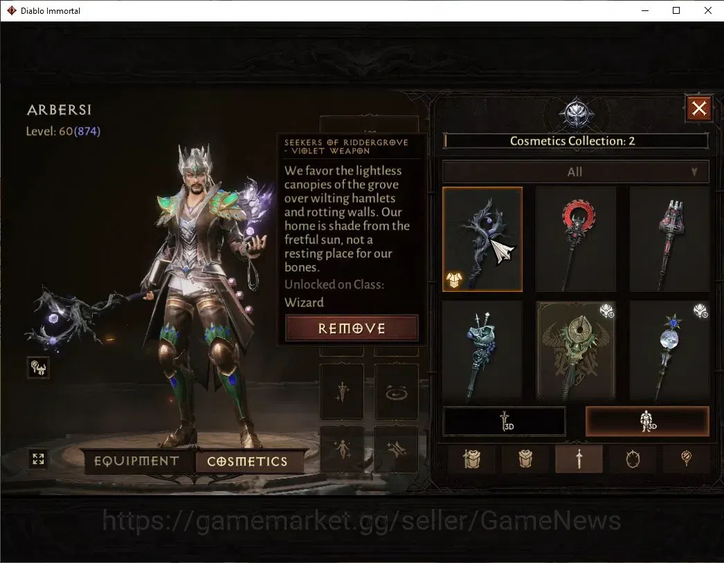 Diablo Immortal Accounts SEA-Vasily|CS ON|Lv60(874)|Wizard|CR 43k|Reso 510| image 9