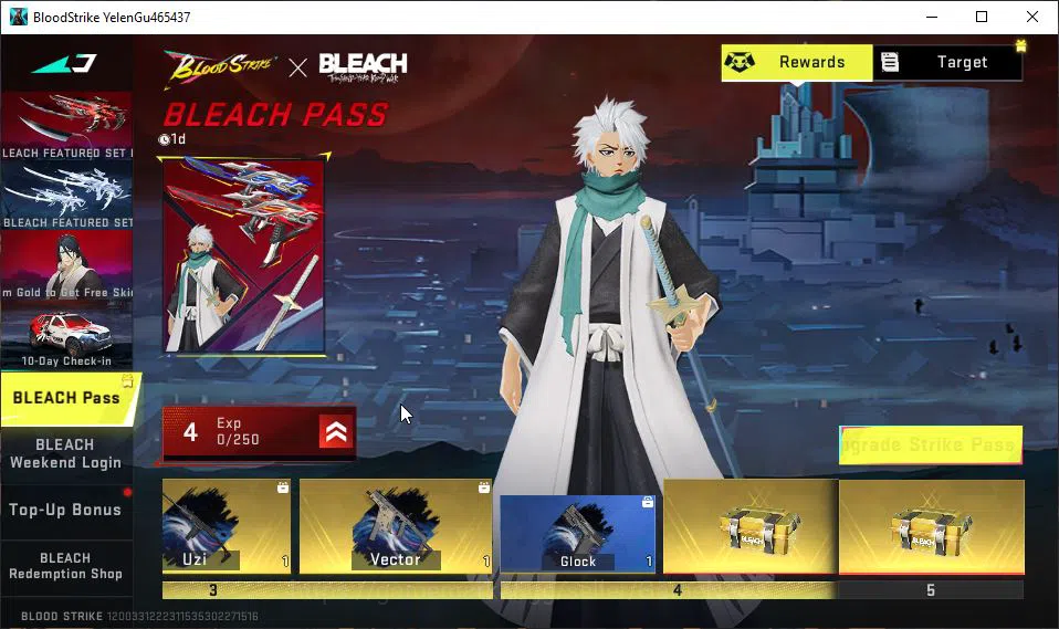 Blood Strike Accounts Mid-Tier ASIA|Fresh Starter|MELEE Collab BLEACH Zanpakuto - Zangetsu|Collab BLEACH Byakuya 14