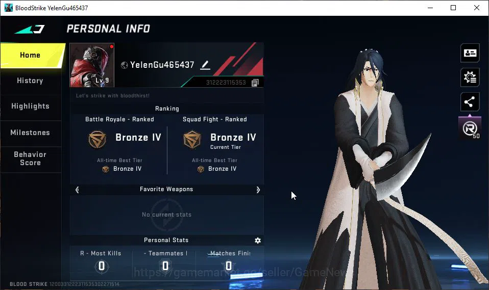 Blood Strike Accounts Mid-Tier ASIA|Fresh Starter|MELEE Collab BLEACH Zanpakuto - Zangetsu|Collab BLEACH Byakuya 2