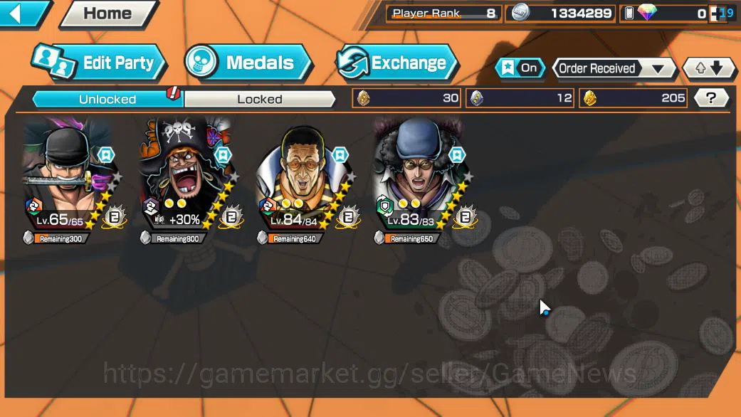 One Piece Bounty Rush Accounts Starter Global|4 EX|BP Kuzan,TFE Marshal D.Teach,RO Roronoa Zoro,AMS[Borsalino]|Rank 4
