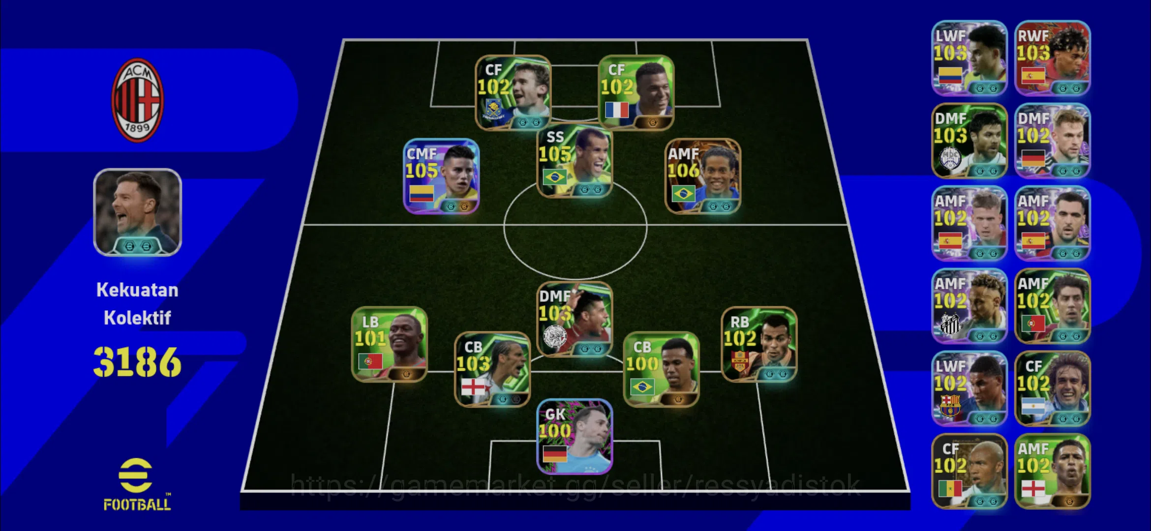 eFootball Accounts Legends & Iconic Players EFOOTBALL 2026 | BIGTIME RONALDINHO,EPIC RIVALDO,RIO FERDINAND,J RODRIGUEZ,ANDRY 1