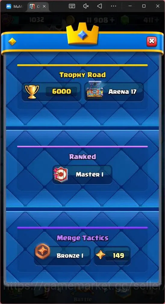 Clash Royale Accounts Global |CL 1032|KTL 12|Trophy 6000|108 Cards|1 L14 image 4