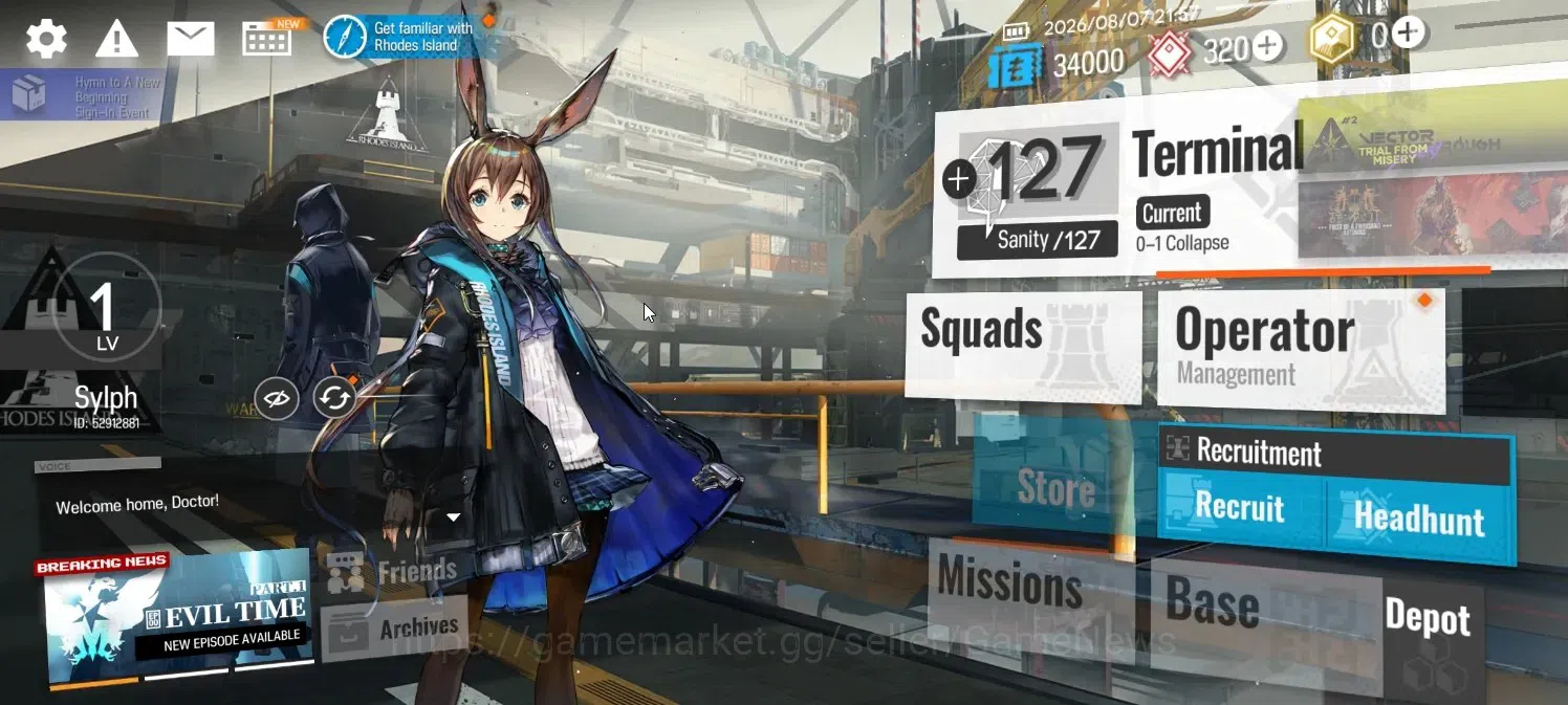 Arknights Accounts Starter Lvl 1|Fresh Starter|21 Operators|1 Limited + 1 (*6) Char|Wang & Ch'en ALter|Terminal 0-1 1