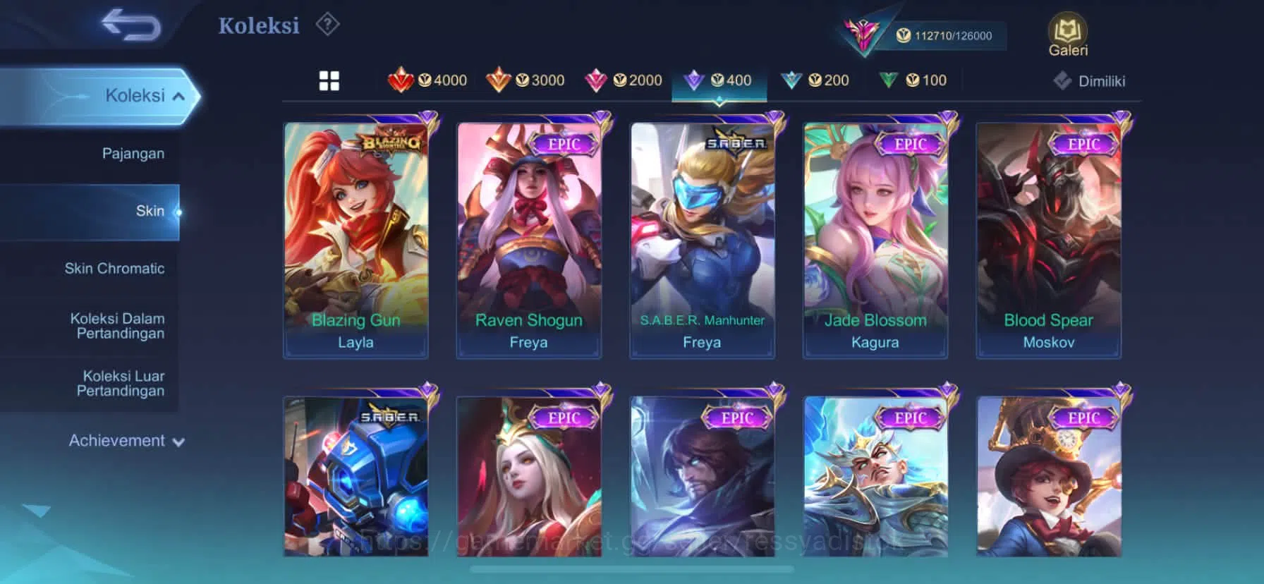 Mobile Legends: Bang Bang Accounts Rare Skin MOBILE LEGEND BANGBANG | SKIN 388, MAGIC WHELL 191, LUKAS NARUTO, ALDOUS MS 6