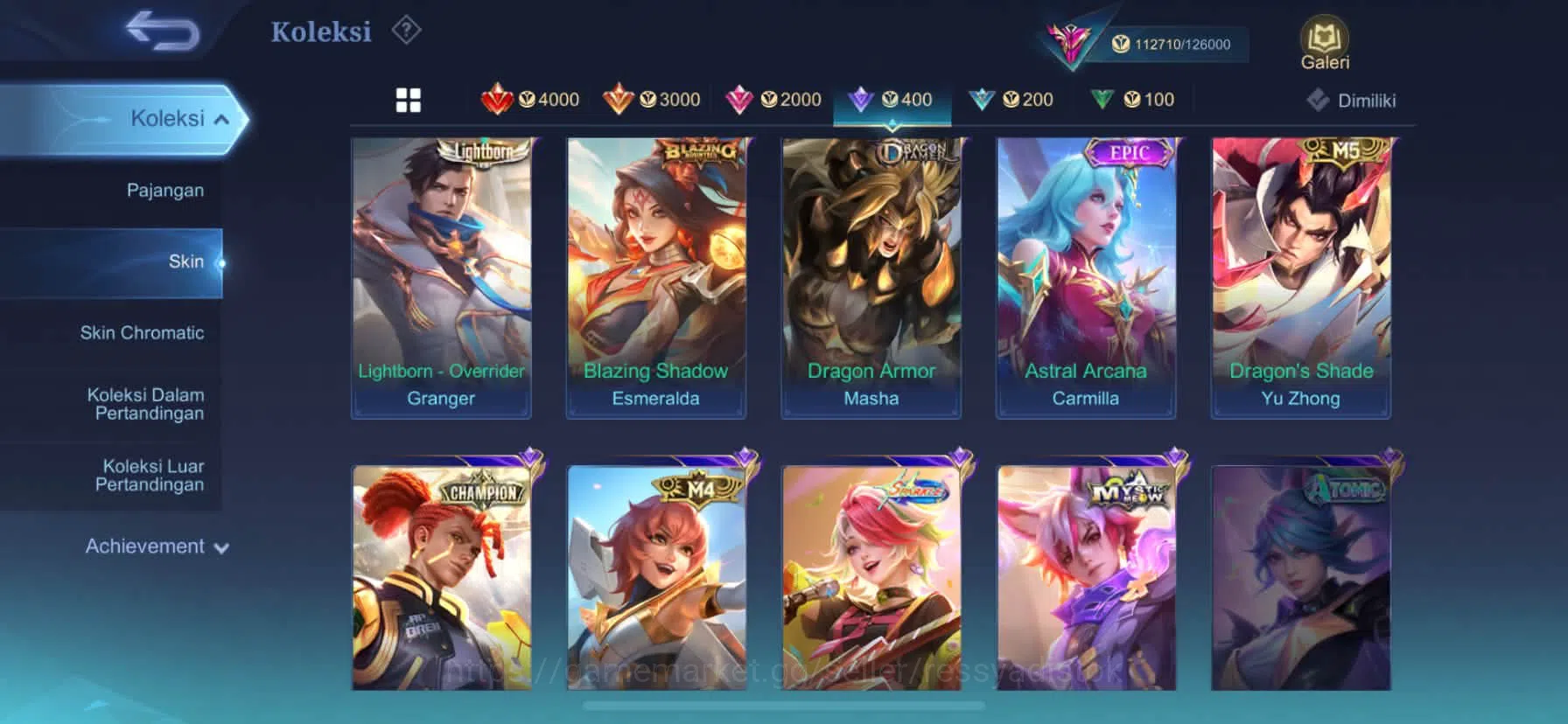 Mobile Legends: Bang Bang Accounts Rare Skin MOBILE LEGEND BANGBANG | SKIN 388, MAGIC WHELL 191, LUKAS NARUTO, ALDOUS MS 9