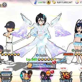 Bleach: Brave Souls Accounts High-End GLOBAL END GAME BP 2M|9 MT(Ulquiorra 11th,Giselle Orihime 26 Swimsuit,Byakuya