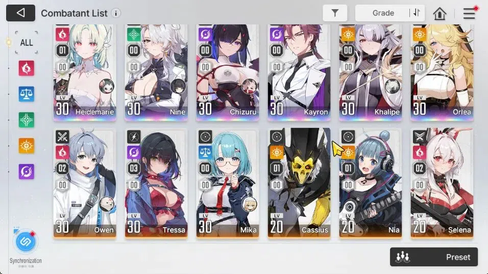 Chaos Zero Nightmare Accounts GLOBAL Lv32|6 SSR[HeidemarieM1,Nine+Sign,Chizuru,Khalipe,Orlea,Kayron]+9 3